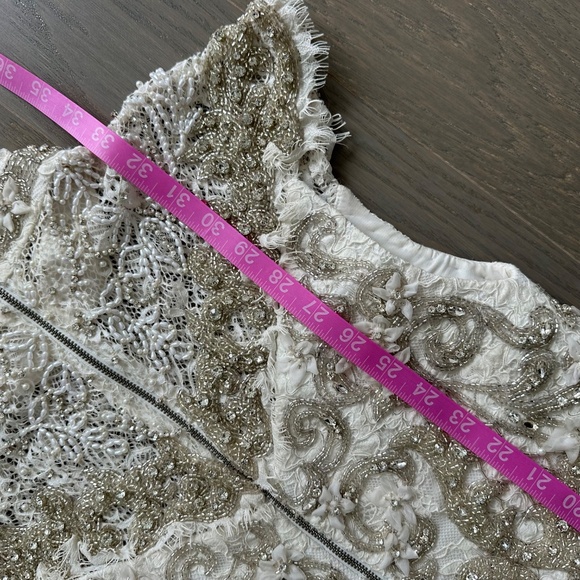 Alice + Olivia PRIA White Beaded Rhinestone Crystal Mini Dress Lace - Size 2 - Picture 14 of 14